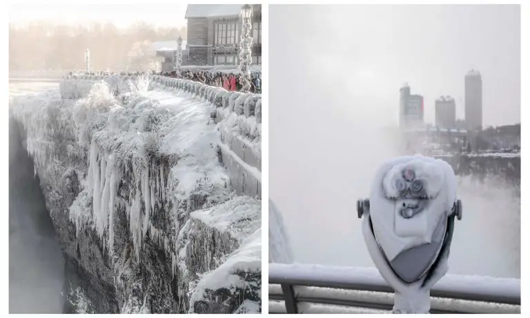 Fa così freddo che le cascate del Niagara si sono ghiacciate, le immagini sono mozzafiato