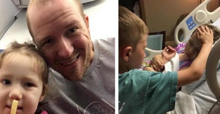 Un papà commuove il mondo pubblicando la foto del figlio che dice ‘Addio’ alla sorellina, portatagli via da un cancro