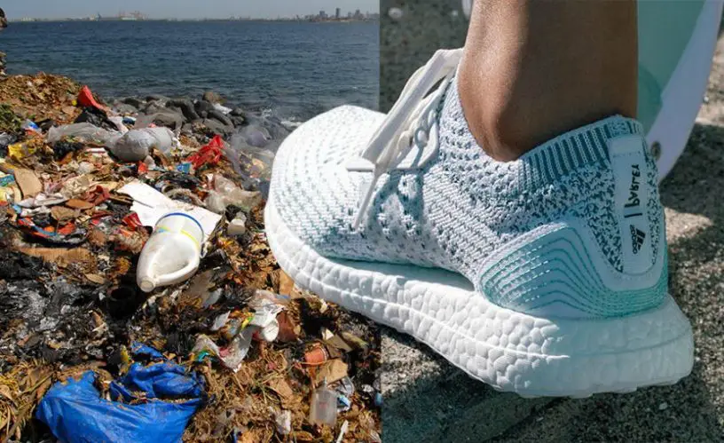scarpe fatte con plastica riciclata
