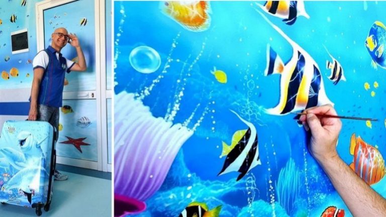 Silvio è l’artista che trasforma le pareti degli ospedali in meravigliosi acquari