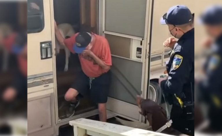 Quest’uomo è scoppiato in lacrime quando un poliziotto gli ha riportato il suo cane che era scomparso