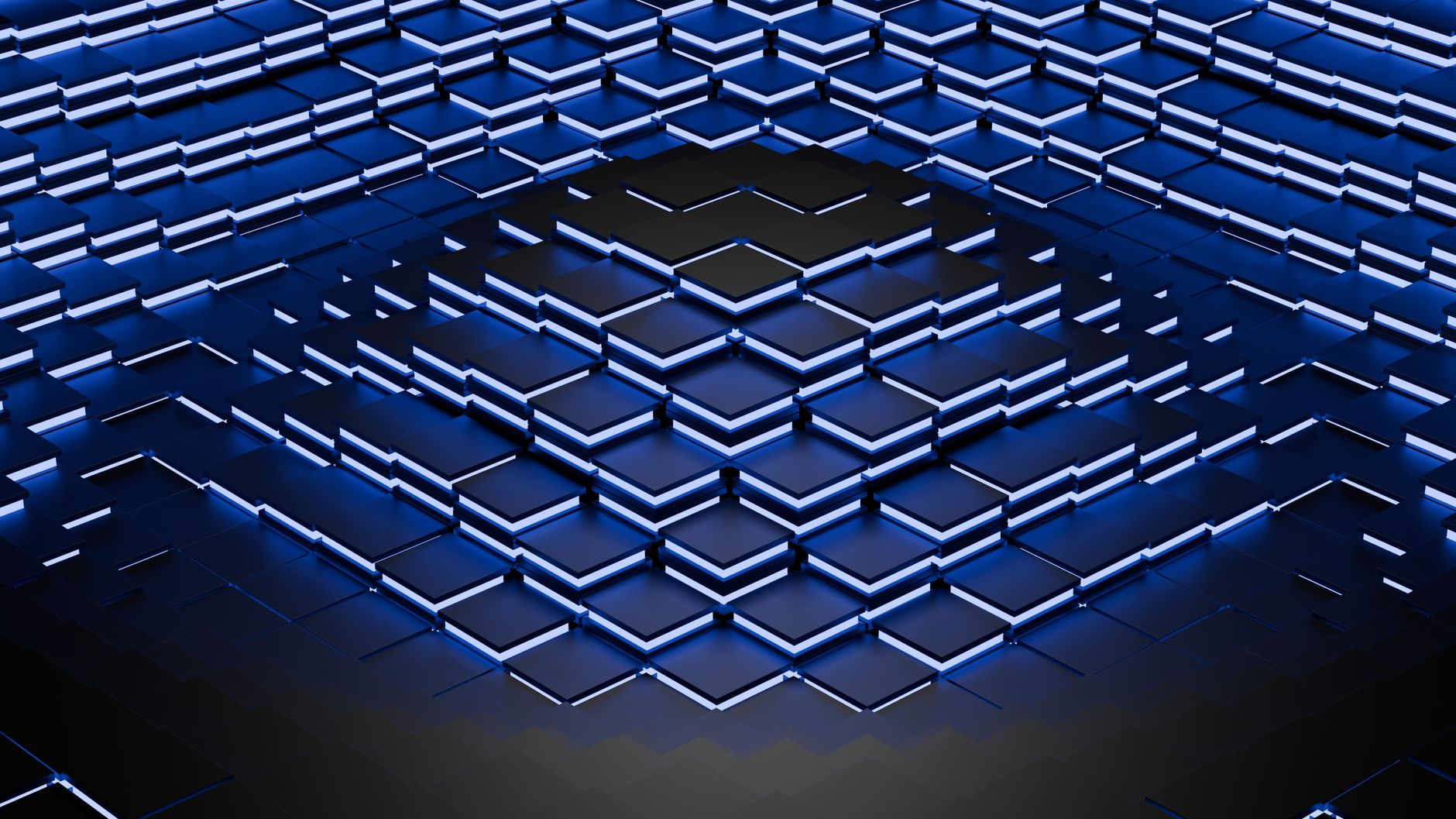 Pattern geometrico blu rappresentativo della fisica quantistica