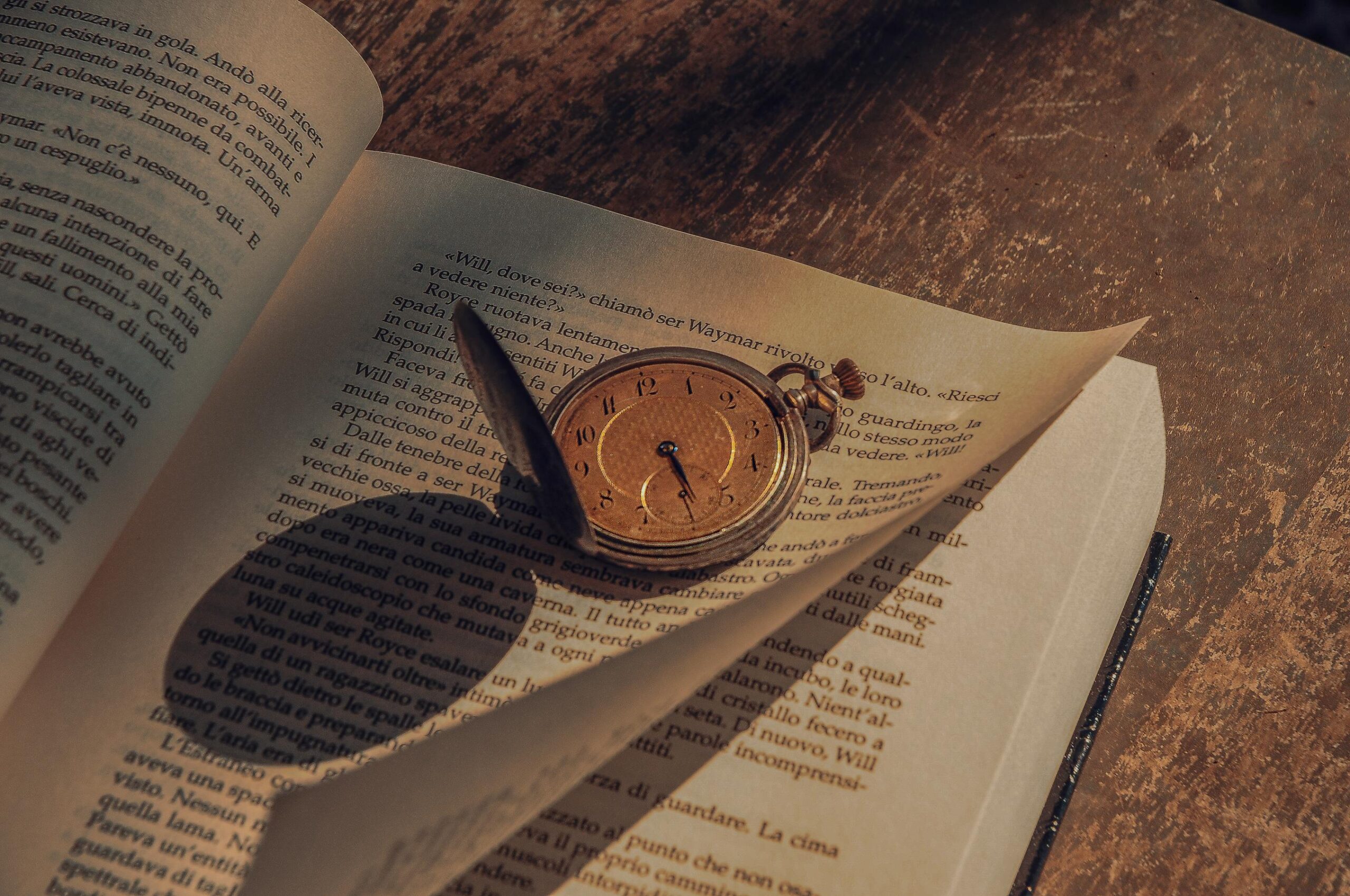 Vecchio libro con copertina di pelle e lettere dorate