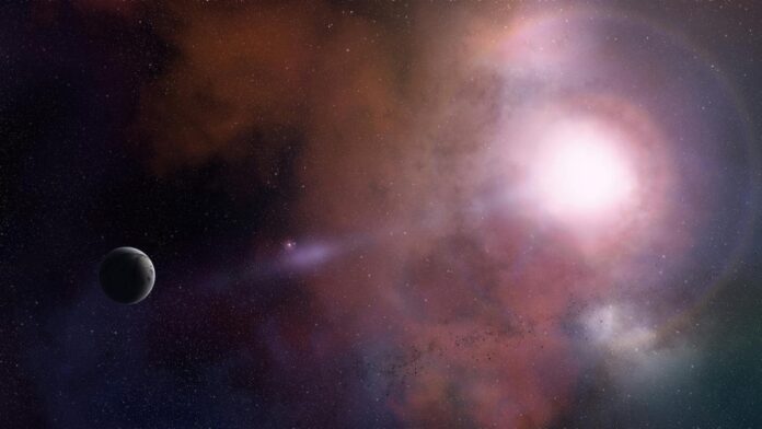 Spazio profondo con stelle e galassie, immagine concettuale di esopianeti