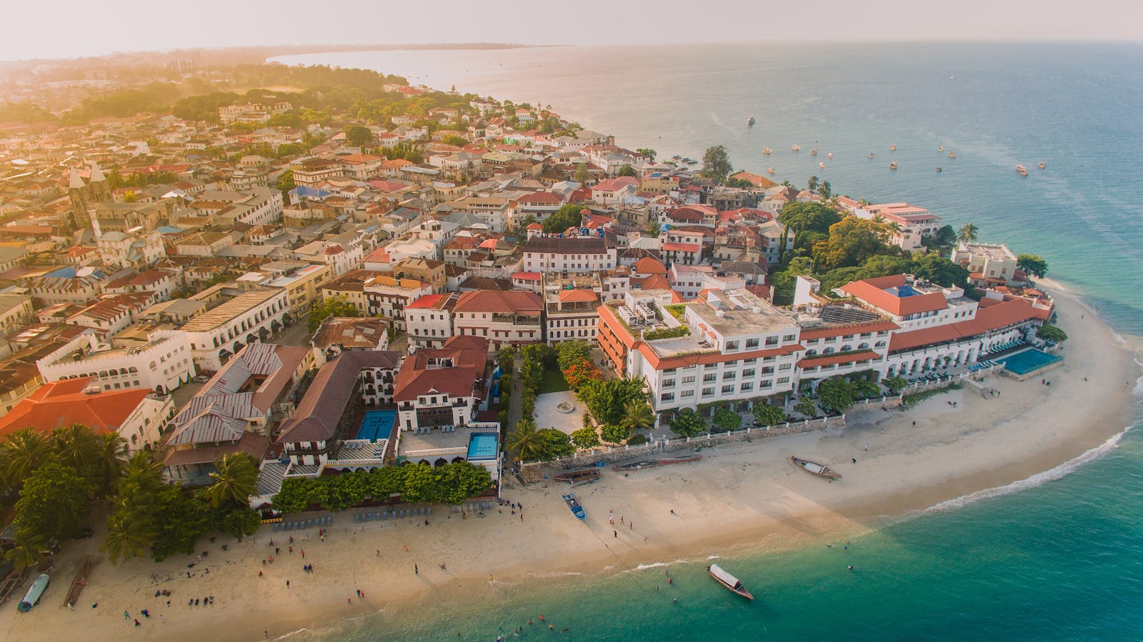 Veduta aerea di Stone Town, la città storica di Zanzibar