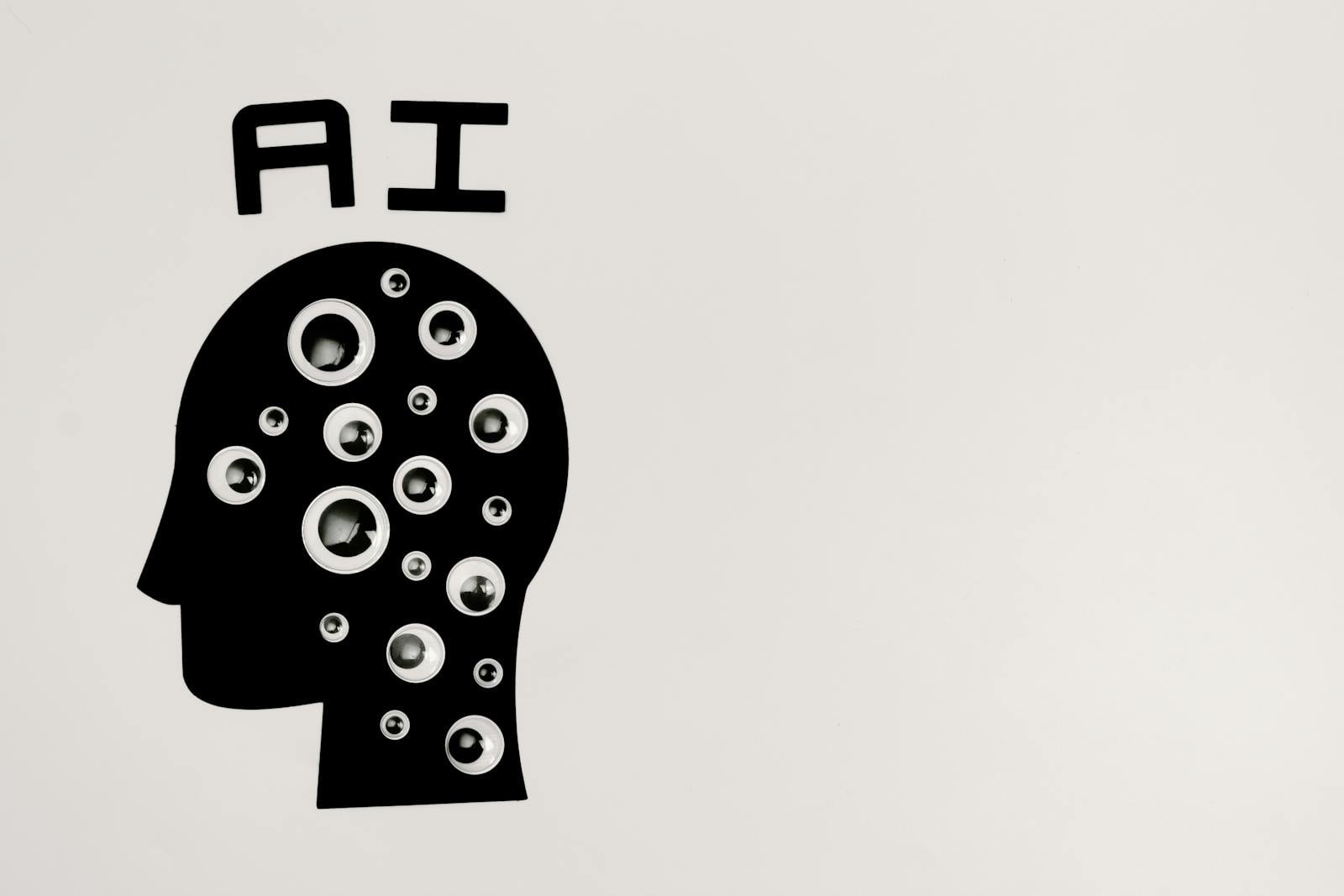 Illustrazione intelligenza artificiale: lettere AI su parete