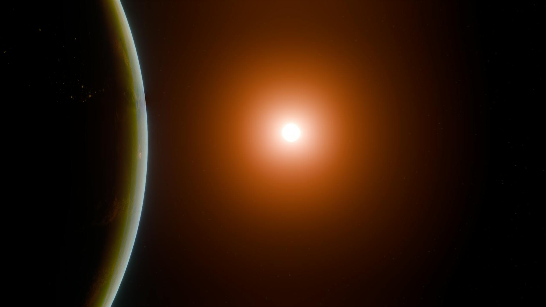 Stella nana rossa con un pianeta in orbita