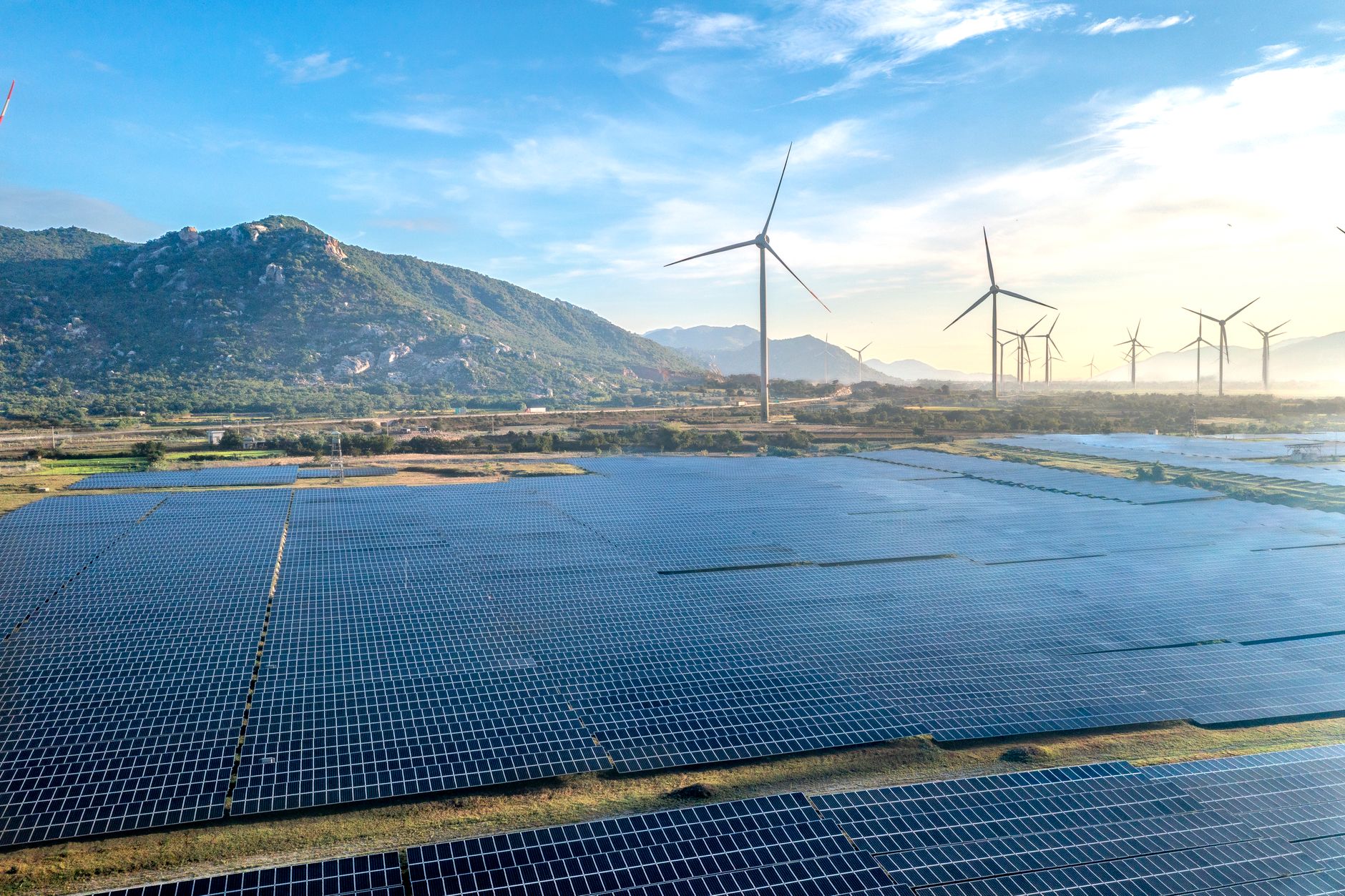 Turbine eoliche in un campo verde