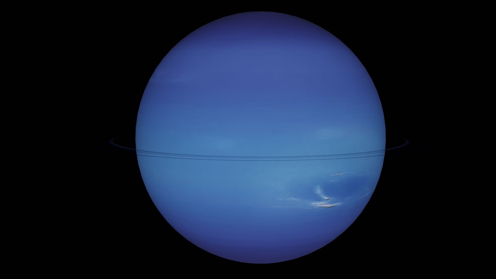 Il pianeta Nettuno con la sua caratteristica atmosfera blu
