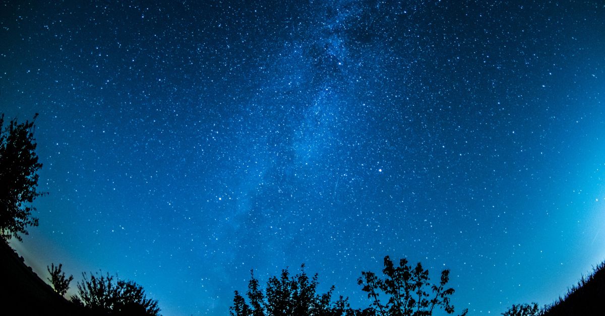 Notte con stelle brillanti sopra l'orizzonte