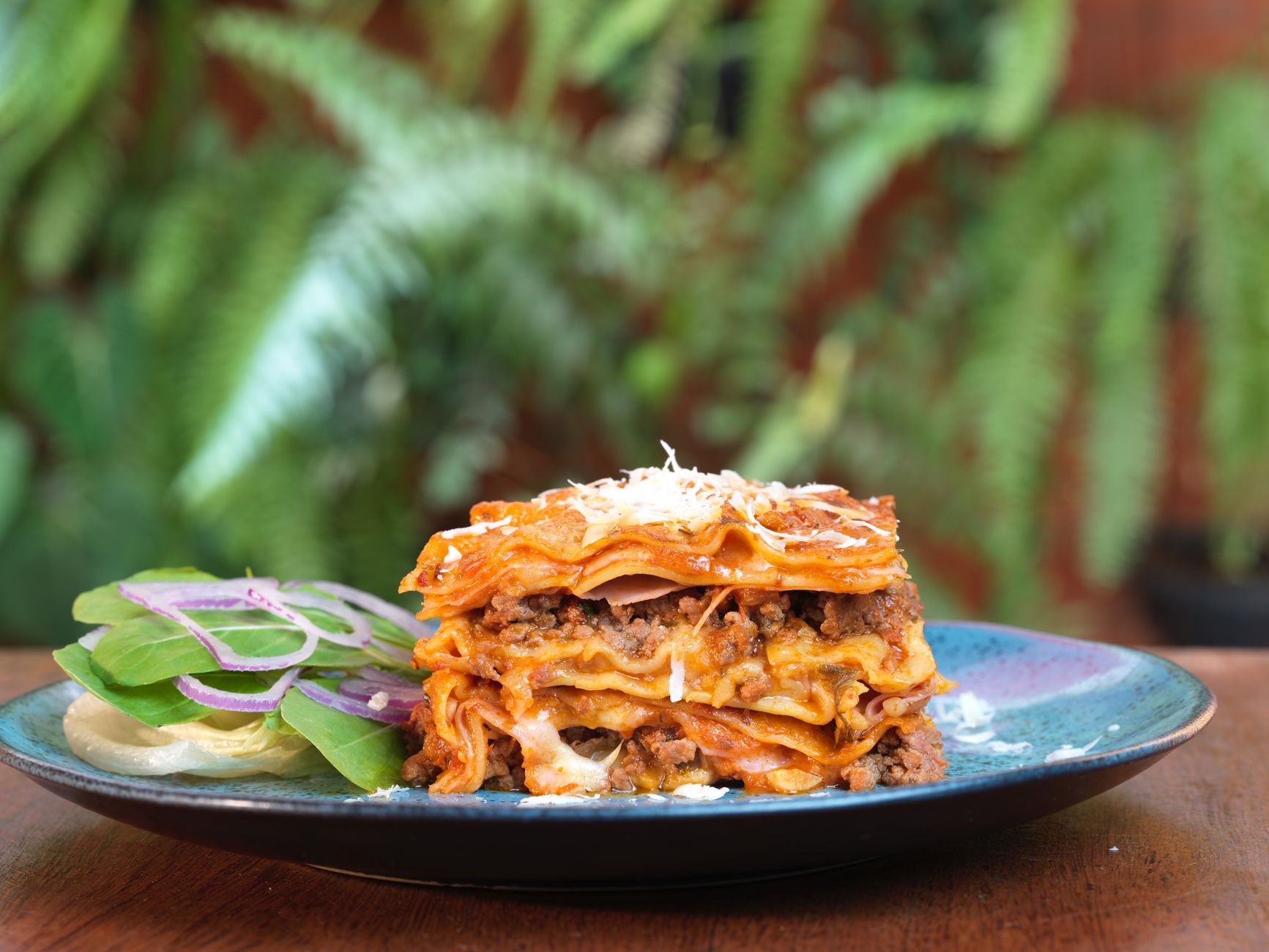 Strati di sfoglia, ragù e formaggio della lasagna