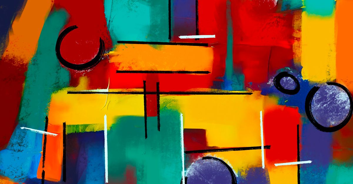 Dipinto astratto dai colori vivaci, arte moderna