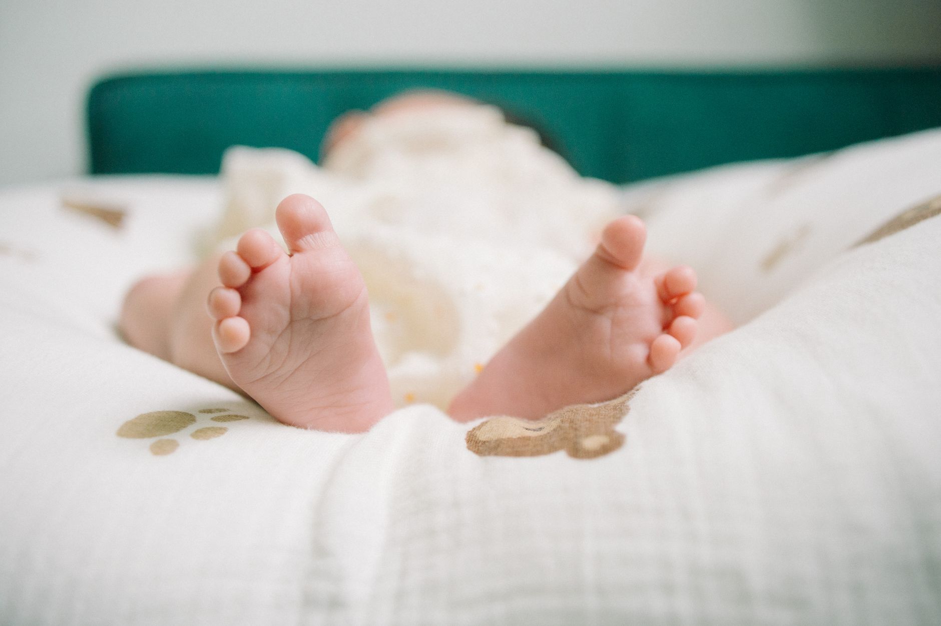 Ginocchio di un bambino piccolo mentre gattona