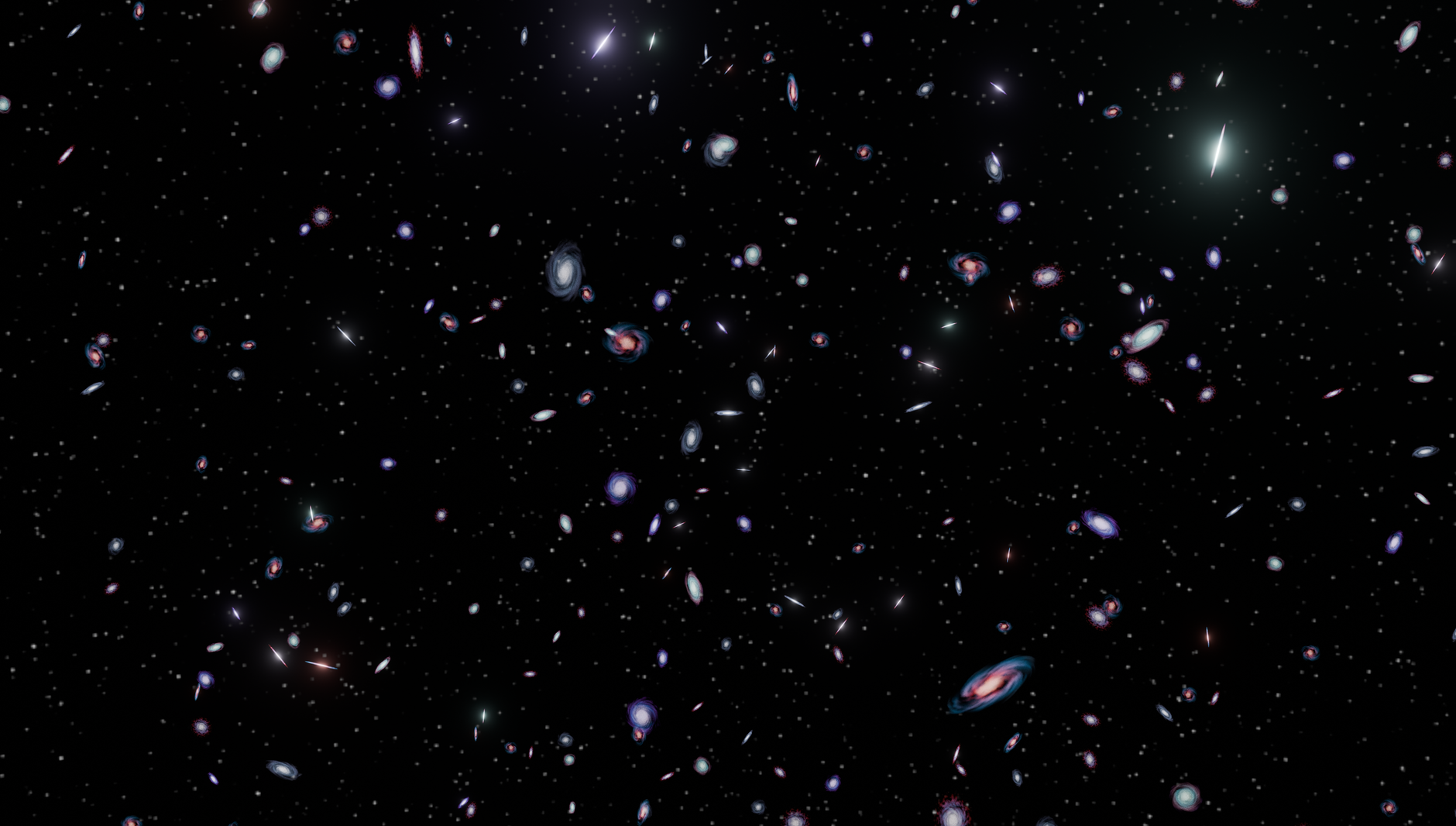 Numerose galassie disseminate nell'universo profondo