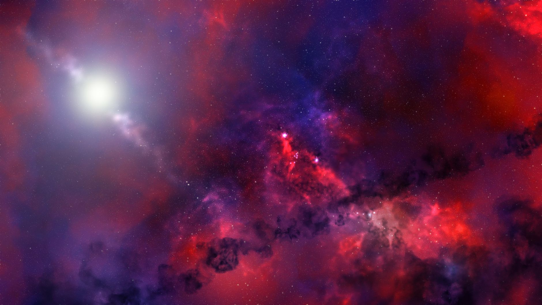 Nebulosa cosmica ricca di stelle e gas nello spazio