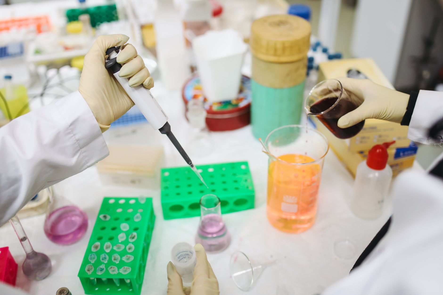 Provette e strumenti di analisi in un laboratorio di ricerca