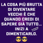 La cosa più brutta di diventare vecchi è che quando credi di sapere già tutto...
Inizi a dimenticarlo.